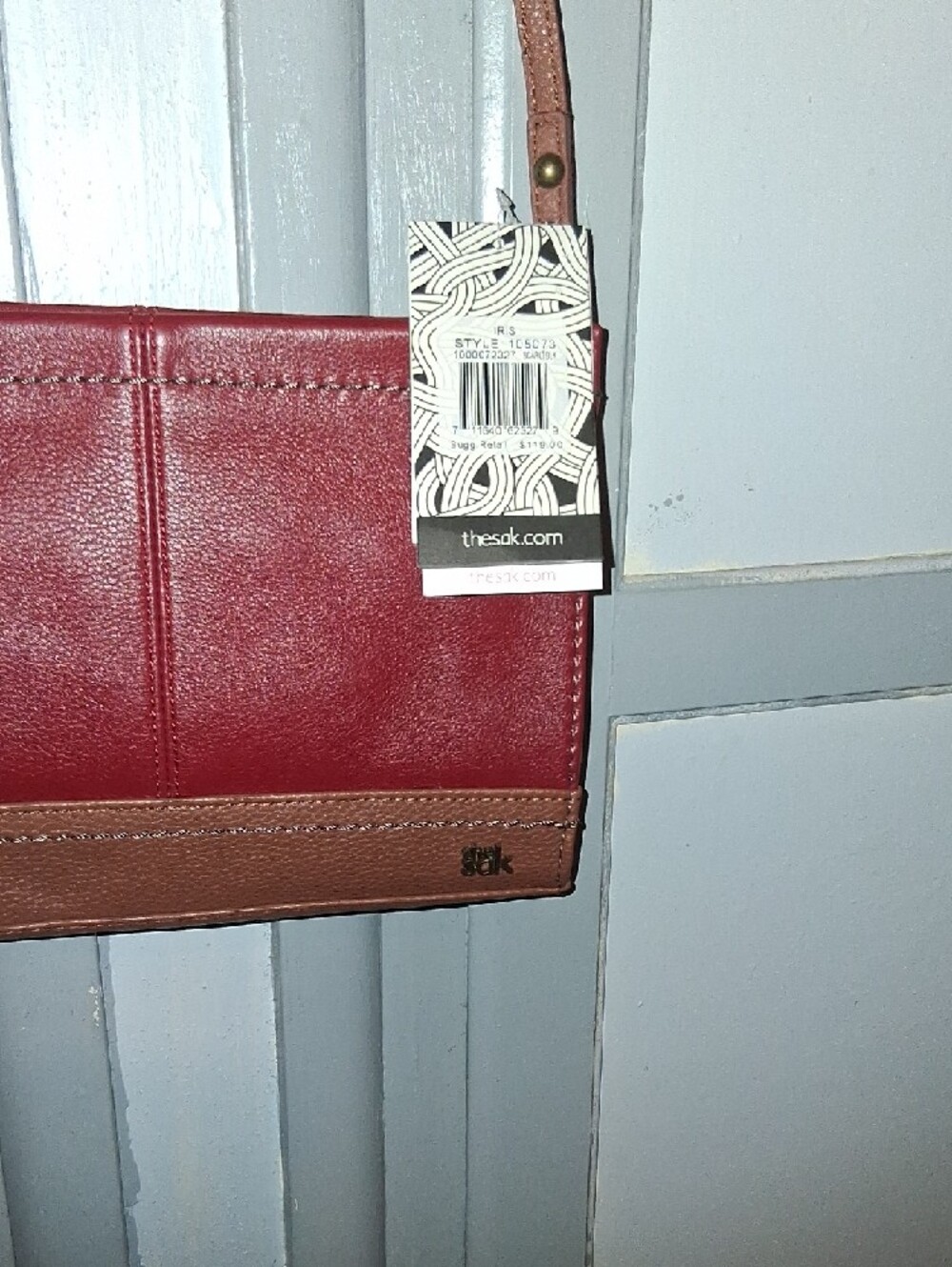 The Sak Two-Tone Burgundy and Brown Crossbody Convertable - Picture 2 of 16